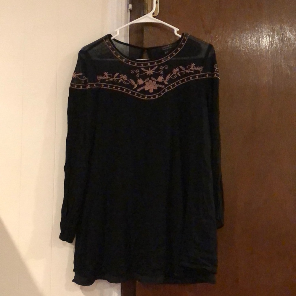 Black Forever 21 Long Contemporary Top Size Med.